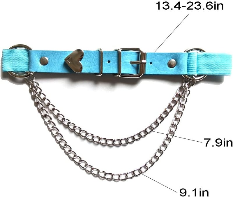Lockban Adjustable Heart-Shaped Thigh Garter 2 Pieces Punk Leather Garter Belts Leg Garter with Chains Body Accessories - Image 5